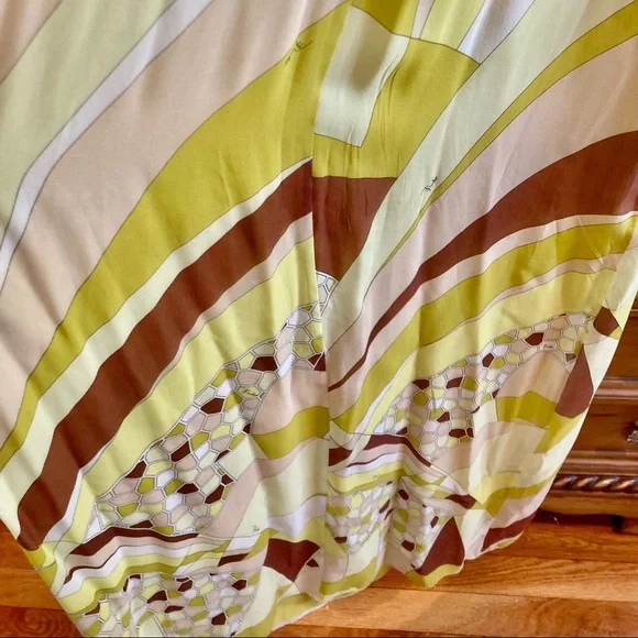 EMILIO PUCCI 1990's Geometric Print Silk Jersey Chiffon Maxi Dress - Picture 15 of 16